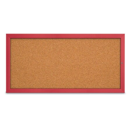 United Visual Products Slim Enclosed Corkboard, 24"x36", White Alum Frame/Keylime UVEB2436-WHITE-KEYLIME